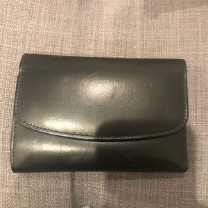 Coach black leather folding wallet